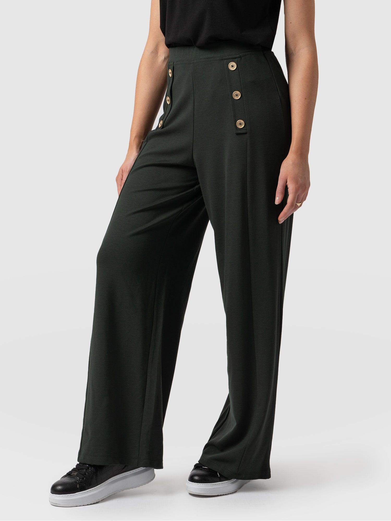 Chelsea Pant Bottle Green Jersey - Women's Trousers | Saint + Sofia® UK